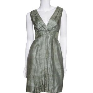 BNWT Stella McCartney Silk Green Pleated Crepe Dress Sz.46